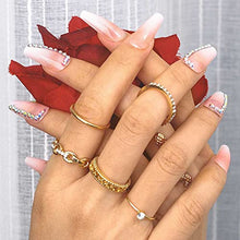 Load image into Gallery viewer, Sethexy Long Ballerina Fake Nails Pink False Nails Coffin Stick on Nails Glossy Gradient Nails with Glue 24Pcs Acrylic Art Press-on Nail Tips for Women and Girls (B)