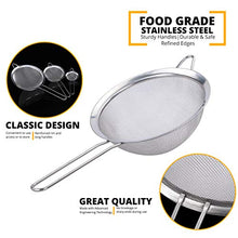 Load image into Gallery viewer, Jojeys Sieves and Strainers Set - Metal Sieve Stainless Steel, Fine Mesh Strainer - Kitchen Sieve Fine Mesh, Sive Cooking, Flour Sieve for Baking - Rust Free Seive, Dishwasher Safe SIV, Colander