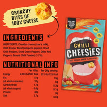 Load image into Gallery viewer, CHEESIES | Crunchy Cheese Keto Snack | Variety Pack 6 Bags | 100% Cheese | Sugar Free, Gluten Free, No Carb | High Protein and Vegetarian | Crunchy, Baked and Tasty | Multipack | 6 x 20g Bags