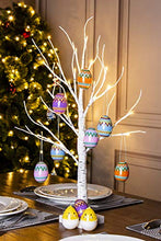 Load image into Gallery viewer, Eambrite White Easter Tree with Colourful Fillable Eggs Battery Operated Twig Tree with Lights Easter Gifts for Children (60cm/2ft)