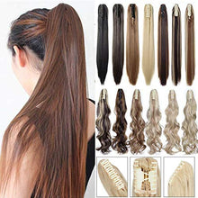 Load image into Gallery viewer, 21 Inch Long Claw Clip in Ponytail Synthetic Natural Straight Thick Hair Extensions Pony Tail for Women with a jaw Claw Light Brown