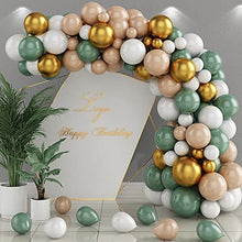 Load image into Gallery viewer, GRESAHOM Balloon Arch Garland Kit, 102pcs Balloon Arch Kit White Skin Retro Green Latex Party Decoration Set with Metallic Gold Balloons for Birthday Wedding Bridal Engagement Baby Shower