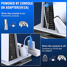 Load image into Gallery viewer, PS5 Stand with Suction Cooling Fan & Dual Controller Charger Station for Sony Playstation 5 Console & Dualsense, PS5+Stand with PS5 Cooling Station PS5 Accessories Cooler Fan Charging Station