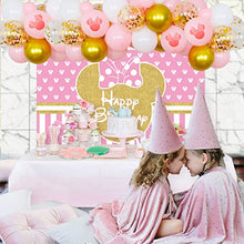 Load image into Gallery viewer, Minnie Theme Birthday Decorations Balloon Garland Arch Kit Happy Bithday Backdrop Confetti Balloons Minnie 1 2 3Years Old Girls Birthday Party Supplies