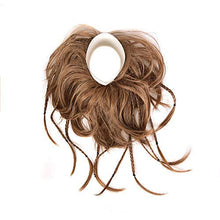 Load image into Gallery viewer, Messy Bun Hair Piece Fluffy Tousled Updo Hair Bun Curly Messy Bun with Braids Synthetic Ponytail Extension Hair Pieces for Women (Light Golden Brown Mix Pale Golden Blonde)