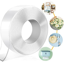 Load image into Gallery viewer, MIMEIMIAI Self Adhesive Tape, Double Sided Tape Heavy Duty Two Sided Sticky Pads Strong Wall Adhesive Strips No Marks Reusable Clear Nano Tape for Picture Hanging, Carpet Glue