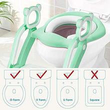 Load image into Gallery viewer, KEPLIN Toddler Toilet Training Seat Ladder with Sturdy Non-Slip Wide Step and Soft Cushion (Green)