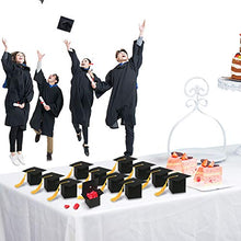 Load image into Gallery viewer, KATOOM Graduation Candy Boxes, 30pcs Doctoral Cap Shaped Gift Box Black Graduation Celebration Treat Candy Chocolate Sweet Box with Yellow Tassel for Graduation Ceremony Party