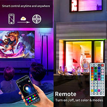 Load image into Gallery viewer, LED Strip Light 5M,Romwish 16.4FT RGB SMD 5050 Bluetooth Music Sync Smart Color Changing Rope Lights, 44 Keys Remote Control, Timing Function,with for Kitchen, Bedroom, TV, Party