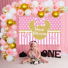 Load image into Gallery viewer, Minnie Theme Birthday Decorations Balloon Garland Arch Kit Happy Bithday Backdrop Confetti Balloons Minnie 1 2 3Years Old Girls Birthday Party Supplies