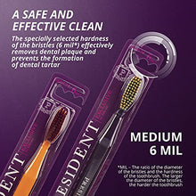 Load image into Gallery viewer, PRESIDENT Exclusive Medium Toothbrush -- Cleans and Removes Plaque, Tartar and Staining to Prevent Cavities -- 6 MIL (Purple/Multicolour)