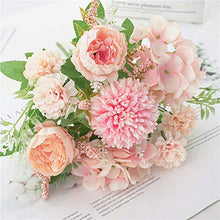 Load image into Gallery viewer, KIRIFLY Artificial Flowers, Fake Peony Silk Hydrangea Bouquet Decor Plastic Carnations Realistic Flower Arrangements Wedding Decoration Table Centerpieces 2 Packs (Light Pink)