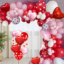 Load image into Gallery viewer, Mothers Day Balloons Arch Garland Kit Include Red Pink White Balloons,Heart Printed Balloons , Foil Mylar Heart Balloons, Valentines Wedding Party Decoration Supplies