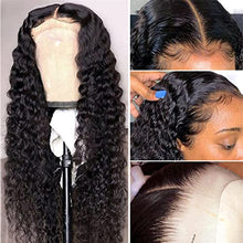 Load image into Gallery viewer, Wigs Brazilian Deep Wave Lace Frontal Wig 14-30 Inch Curly Human Hair Wigs 150% Density HD Transparent Lace Wig Lace Front Wig Wig (Color : Transparent 13X6 Wig, Stretched Length : 30inches)