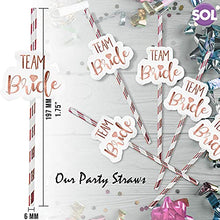 Load image into Gallery viewer, 24 x Team Bride Drinking Straws | Rose Gold Paper Straw | Hen Party Straws | Bridal Shower Paper Straws | Safe and Durable