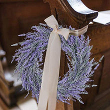 Load image into Gallery viewer, Pauwer 40cm Artificial Lavender Wreaths for Front Door Fake Purple Lavender Flower Wreath Welcome Door Wreath for Wedding, Wall, Window,Backdrop,Home Décor