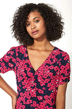 Load image into Gallery viewer, Roman Originals Women Fit & Flare Skater Dress Ladies Stretch Jersey Casual Summer Autumn Winter Party Beach Cruise Holiday V-Neck Knee Length - Fuchsia - Size 18