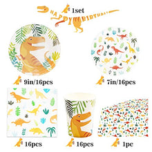 Load image into Gallery viewer, NAL Dinosaur Party Supplies Birthday Tableware Set Paper Plates, Dinosaur Cups and Napkins, for Kids Theme Party Decoration Serves 16 Guests