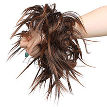 Load image into Gallery viewer, Scrunchie Scrunchy Hair Bun Extensions Curly Messy - Light Auburn & Dark Brown - Synthetic Chignon Ombre Ponytail Donut Harpiece