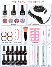 Load image into Gallery viewer, Btiztlla Gel Nail Polish Kit with 120W LED Light, 12 Colors White Nude Glitter Gel Nail Polish Set, UV LED Nail Lamp, No Wipe Base Top Coat, Manicure Tools, Starter Kit for Beginner DIY at Home