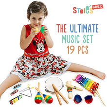 Load image into Gallery viewer, Stoie's- 19 Piece Musical Instrument Set for Toddlers, Preschool Children & Kids– Wooden Percussion Toys and Rhythm Instruments - Xylophone, Drum - Promotes Early Development - Backpack Included…