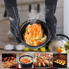 Load image into Gallery viewer, GEEKHOM Oven Gloves Heat Resistant Silicone Oven Mitts BBQ Gloves Waterproof Kitchen Gloves, Cooking Accessories for Baking Barbecue Grilling Weber Pizza Microwave Oven Glove, Non-Slip (Black)