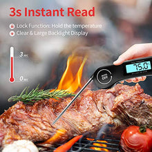 Load image into Gallery viewer, Meat Thermometer, DOQAUS Instant Read Cooking Thermometer, Digital Food Thermometer, Backlight LCD Screen Foldable Long Probe & Auto On/Off, Perfect for Kitchen Cooking, BBQ, Water,Meat, Milk (Black)