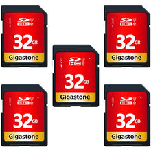 Load image into Gallery viewer, Gigastone SD Card 32GB 5-Pack, High-Speed 32GB SD Card Full HD Video Memory Card, Compatible with Canon Nikon Sony Pentax Kodak Olympus Panasonic Digital Camera, UHS-I SDHC U1 Class 10