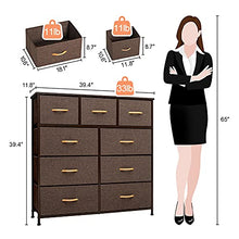Load image into Gallery viewer, Crestlive Products 9-Drawer Extra Wide Fabric Dresser Storage Tower - Sturdy Steel Frame, Wood Top, Easy Pull Fabric Bins, Wood Handles - Organizer Unit for Bedroom, Hallway, Entryway, Closets(Brown)