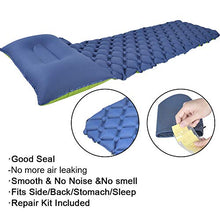 Load image into Gallery viewer, GEEDIAR Inflatable Sleeping Mat Ultralight Camping Mattress with Pillow, Waterproof Double-Sided Color Sleeping Pad, Folding Inflating Single Bed Portable Air Pad for Trekking Backpacking (Blue+Green)