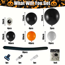 Load image into Gallery viewer, Halloween Balloon Arch Kit, Black Orange Balloon Garland Kit with Big Spider Latex Balloon, Halloween Balloon Decorations Set for Halloween Party Decor Indoor Outdoor