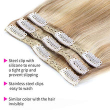 Load image into Gallery viewer, Human Hair Extensions Clip in Extensions Real Human Hair 3 Pieces Short Hair Wefts (18" 60g, 18/613 Ash Highlights Bleach Blonde Hair Extensions)
