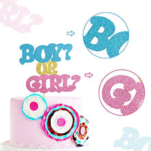 Load image into Gallery viewer, Blumomon 1 Pack Boy or Girl Cake Topper Gender Reveal Cake Decoration Blue and Pink Glitter Baby Shower Party Decorations Supplies