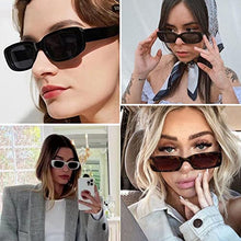 Load image into Gallery viewer, Kimorn Rectangle Sunglasses for Women Men Trendy Retro Fashion Glasses 90’s Vintage UV 400 Protection Square Fram K1200 (Black Frame Grey Lens+White Frame Grey Lens, 65)