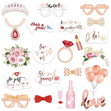 Load image into Gallery viewer, Konsait 23Pcs Hen Party Photo Booth Props Team Bride Selfie Props Rose Gold Wedding Bridal Shower Hen Night Do Party Game Accessories