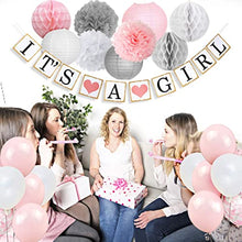 Load image into Gallery viewer, JOYMEMO Baby Shower Decorations for Girls Pink and White, Baby Girl Balloons, Elephant Garland, Confetti Balloons, Elephant Cake Topper for Baby Shower Supplies
