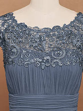 Load image into Gallery viewer, Ever-Pretty Women's Cap Sleeve Floor Length A Line Empire Waist Elegant Chiffon Evening Dresses Denim Blue 16UK