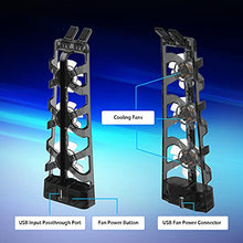 Load image into Gallery viewer, NexiGo PS5 Accessories Cooling Fan with LED Light, Efficient Cooling System, Easy to Install, Cooler Fan for Playstation 5 with 3 Fans Levels and Extra USB Port