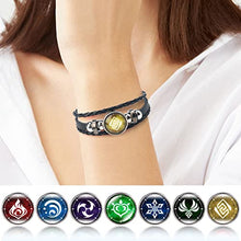 Load image into Gallery viewer, Genshin Impact Bracelet 7 Pcs, Animne Luminous Bracelet, Element Luminous Bracelets Glow in Dark, God's Eye Time Gem Bracelet of Fire, Ice, Wind, Grass, Rock, Thunder, Water
