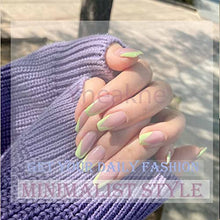 Load image into Gallery viewer, Yheakne V Shape Press on Nails Glossy French Green Nails Tips Ballerina Ombre Fake Nails Fashion Clip on Nails Full Cover Nails Artificial False Nails Tips for Women and Girls 24Pcs (Green Tips)