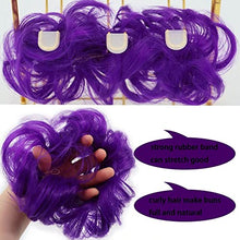 Load image into Gallery viewer, Observe your hair color outdoors! iLUU Purple Blue Hair Bun Extensions Messy Hair Scrunchies Synthetic Fiber Hair Pieces for Women 2pcs/pack Hair Bun Donut Updo Ponytail Hairpiece (2410#)