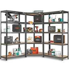 Load image into Gallery viewer, VonHaus 5 Tier Garage Shelving 3pc Corner Bundle – Metal Racking, Steel & MDF Boltless Shelves or Workbench - Massive 2625KG Capacity 175KG Per Shelf