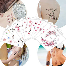 Load image into Gallery viewer, 12 Sheets Cherry Blossoms Temporary Tattoo Sticker for Women Body Art in Spring Summer