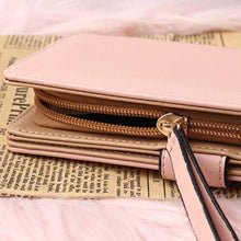 Load image into Gallery viewer, Pink Leather Long Purse, Cute Women Leather Wallet Purses Women Fashion Long Purse Ladies Purse Clutch Holder Case Leaf Pendant Coin Zipper Long Purse