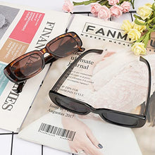 Load image into Gallery viewer, 2 Pieces Square Rectangle Sunglasses, Fashion Retro Glasses, UV 400 Protection Driving Eyewear for Women Men