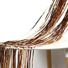 Load image into Gallery viewer, Shiny Metallic Foil Fringe Tinsel Curtain Rose Gold Shimmer Curtain Door & Window Curtain Party Decoration Champagne Themed Bridal Shower Supplies (3 ft X 6 ft) (4 Pack)
