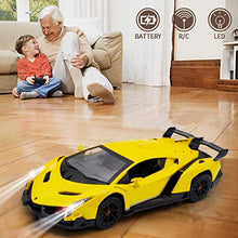 Load image into Gallery viewer, LAFALA Remote Control Car-RC Cars Authorized by Lamborghini 1:24 Scale 2.4G Electric Super Sports Racing Hobby Toy Car Model with Lights and Controller for Boys Girls Adults (Yellow)