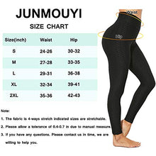 Load image into Gallery viewer, JUNMOUYI TIK Tok Honeycomb Gym Leggings for Women High Waist Tummy Control Scrunch Butt Lift Workout Waffle Leggings Black