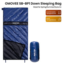 Load image into Gallery viewer, OMOVEE Goose Down Sleeping Bag, Ultra Light Waterproof Blanket Cozy and Warm, 3 Seasons for Adults Kids Boys Girls Great for Indoor&Outdoor Camping, Traveling with Compression Bag- Blue