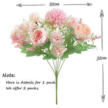 Load image into Gallery viewer, KIRIFLY Artificial Flowers, Fake Peony Silk Hydrangea Bouquet Decor Plastic Carnations Realistic Flower Arrangements Wedding Decoration Table Centerpieces 2 Packs (Light Pink)